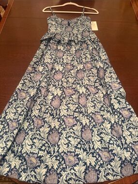 NWT Tuckernuck Hyacinth House Floral Blue Sundress with Lavender Motif Size XXS